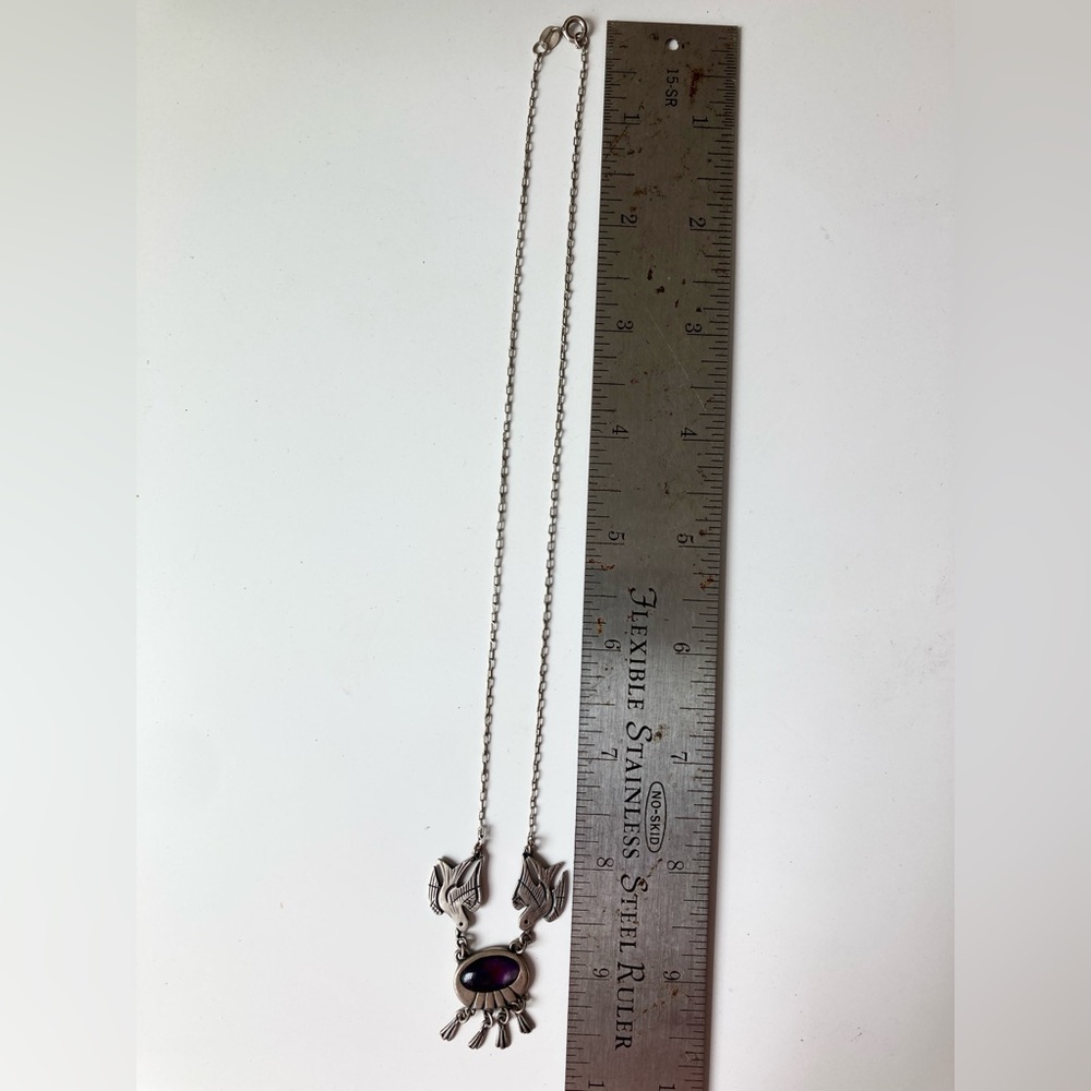 Amethyst Sterling Silver Bird Necklace. Free Ship - Picture 4 of 4
